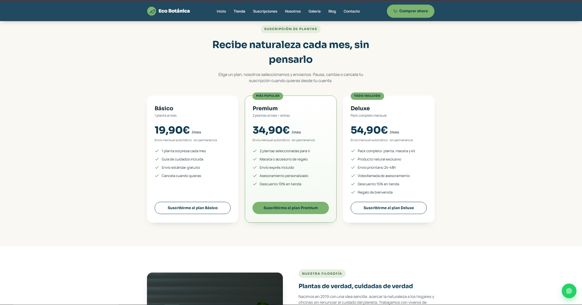 Sección de ubicación y contacto de la tienda y vivero de Eco Botánica