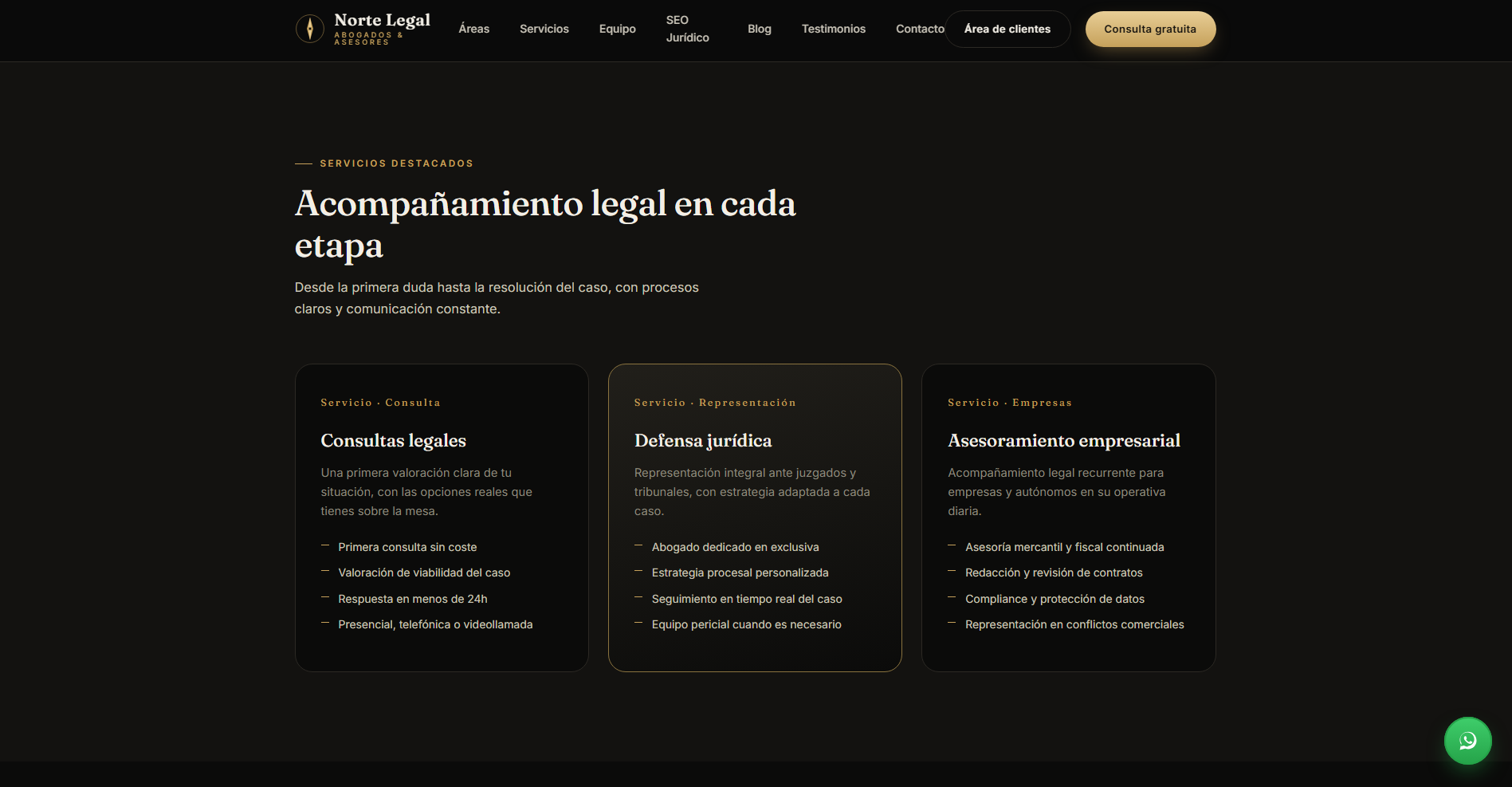 Listado de áreas de práctica de Norte Legal: mercantil, laboral, civil y protección de datos